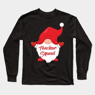 Teacher Squad Gnome Matching Family Christmas Pajama Long Sleeve T-Shirt